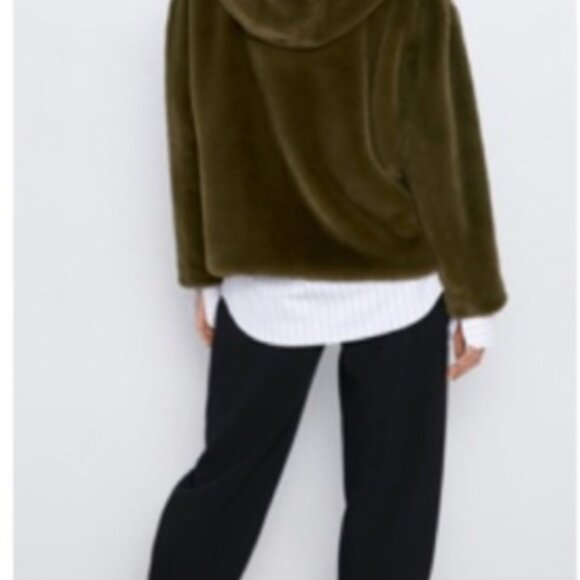 Zara Faux Fur Hood Zip Jacket - Picture 2 of 2